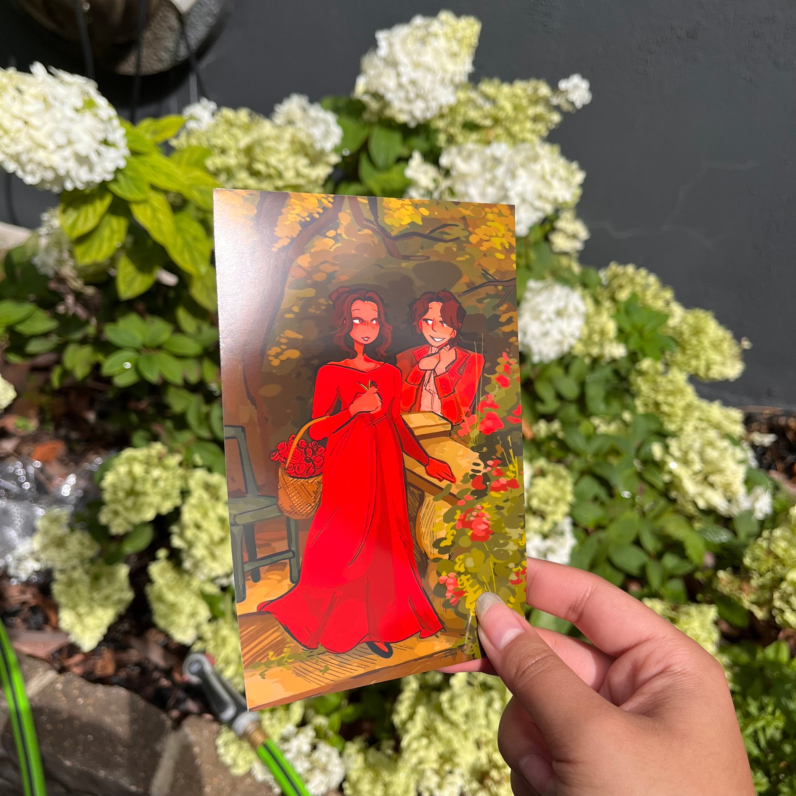 Raquel and Roman in the Garden Print